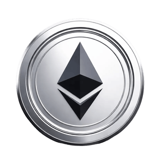 Floating graphical representation of an Ethereum ETH cryptocurrency coin